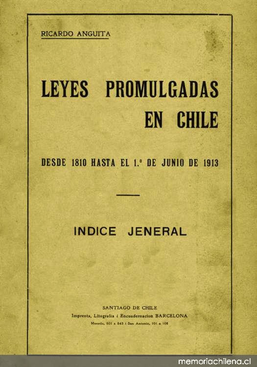 Leyes Promulgadas en Chile 1810 a 1939