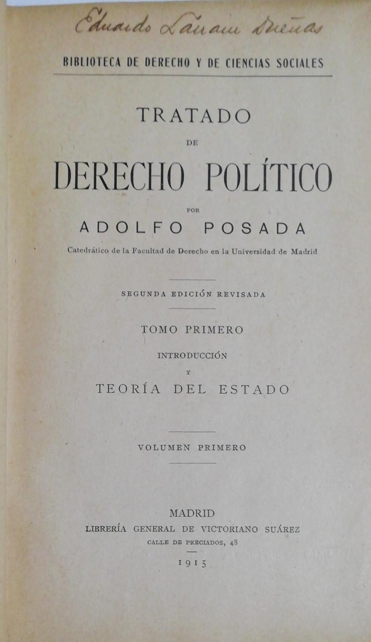 Tratado de Derecho Político, Tomo primero