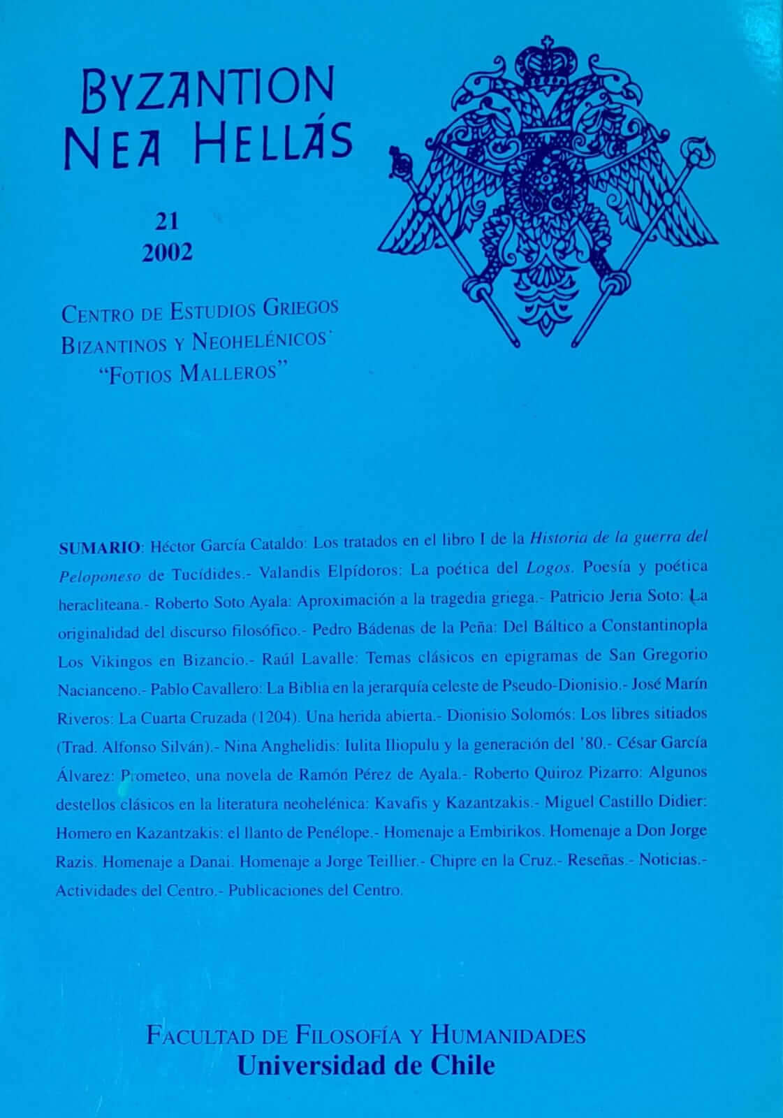 Byzantion Nea Hellás N° 21 (Año 2002)